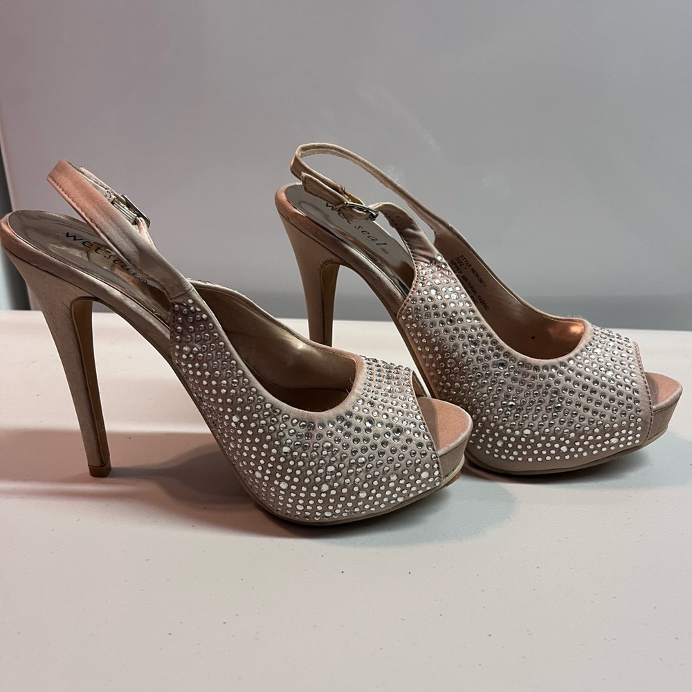 Wet Seal Sparkling Rhinestone Peep-Toe Heels